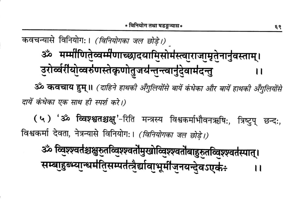 विनियोग तथा षडङ्गन्यास Viniyoga and Shadanga Nyasa Lyrics